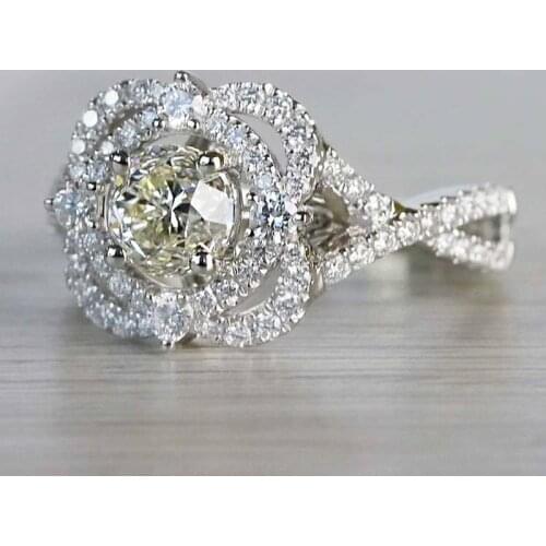 Huitan Modern Womens Rings with Dazzling CZ Stone Wedding Engagement Ring for Female Fashion Luxury Accessories Party Jewelry