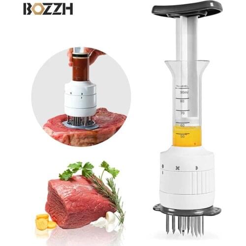 BOZZH Injection Type Needles Meat Tenderizer Stainless Steel Beef Meat Marinade Injector Barbecue Seasoning Injectors Kitchen