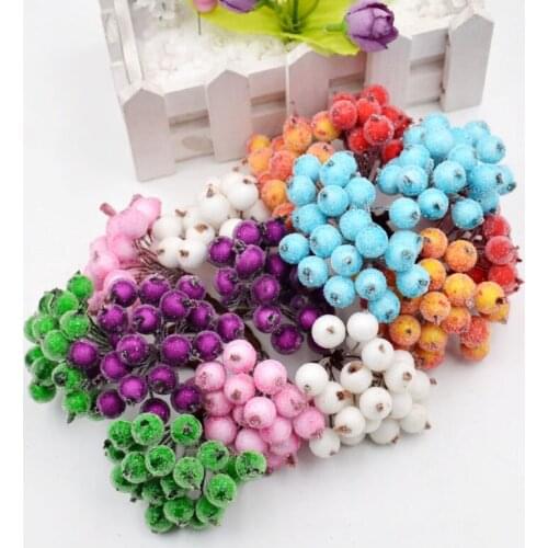 20pcs 13cm Artificial Foam Christmas Small Fruit Berries Stamen Cherry Bouquet for DIY Gift Scrapbooking Christmas Decoration