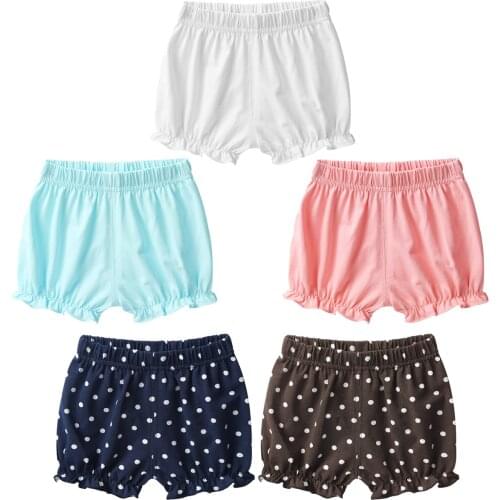 Summer Newborn Bloomers Candy Color Wave Point Baby Girl Shorts Toddler Cotton Ruffle Big PP Pants 9 Months-3Years Clothing