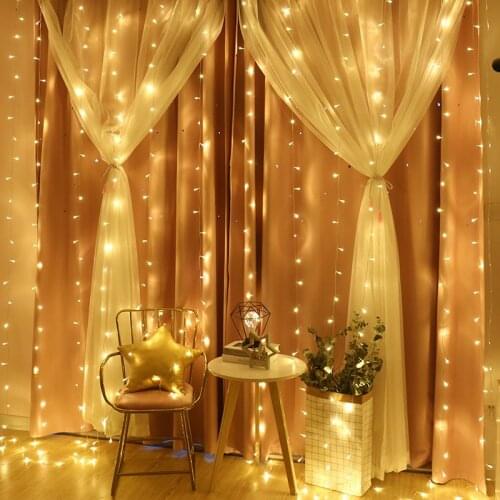 USB Copper Curtain Led String Lights With Hook Room Christmas Fairy Lights Decor For Wedding New Year Holiday Garden Decoration