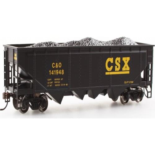 HO Series Simulation Metal Wheel 40 Feet Four Unloading Coal Hopper Car - CSX Train Model For Kids Toy