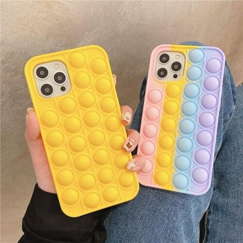 Fashion Reliver Stress Pop Bubble Cases Rainbow Silicone Phone Case For iPhone 12 11 Pro XS Max Mini XR 7 8 SE 2020 Plus Cover
