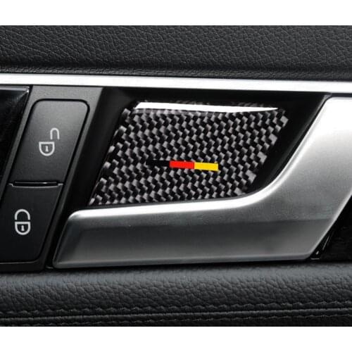 Carbon Fiber Car Interior Door Handle Bowl Cover Trim Car Stickers For Mercedes C Class E Class w204 w212 accessories