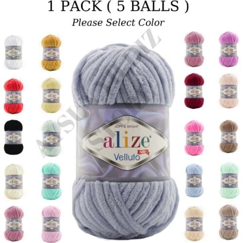 Thread 1 Pack ( 5 Balls ) Alize VELLUTO Hand Knitting Yarn ( %100 Micro Polyester ) Winter Toy Amigurumi Crochet Tool Kit
