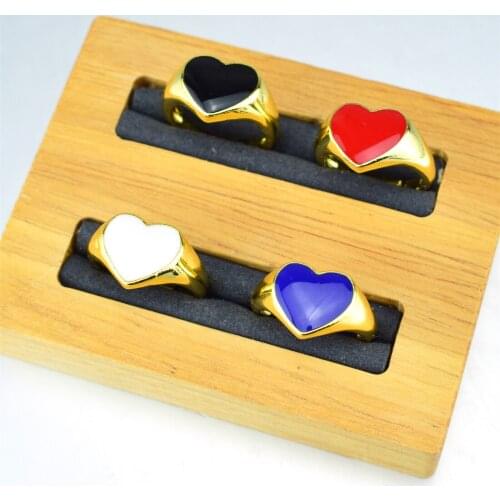 New fashion summer colorful gold copper love enamel ring geometric adjustable ring ladies and girls jewelry gifts