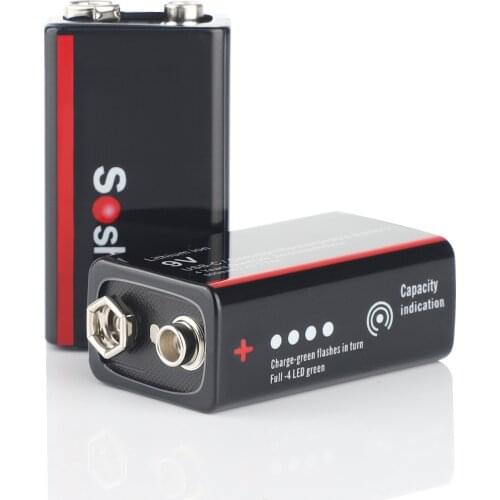 Soshine Rechargeable 9V Li-ion Protected Battery 500mAh 7.4V 9 volt battery usb charging