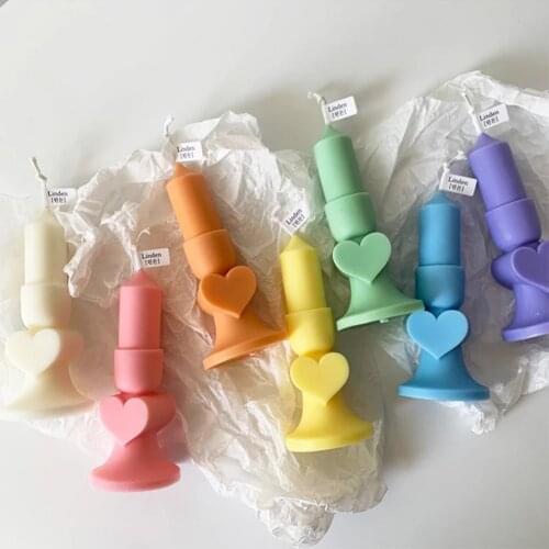 Heart Shaped Candle Holder Candle Mold Korean Style Aromatherapy Cylindrical Candle Silicone Mould Home Decoration Cute Sweet