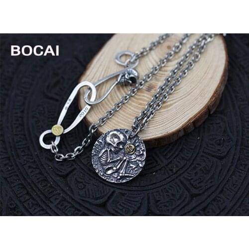 New locomotive style skull listed pendant for Man S925 pure silver jewelry Thai silver retro do old pendants Mans pendant