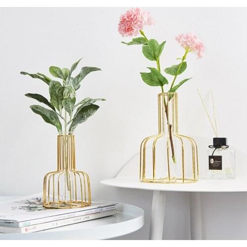 Transparent Hydroponic Glass Vase Decoration Home Nordic Gold Vase Vases for Flowers Small Terrarium Living Room Decoration