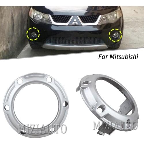 1 Pair Silver Black Cover Grill Bezel for Mitsubishi Outlander 2007 2008 2009 Front Fog Light Lamp Cover Cap Frame 6400A739