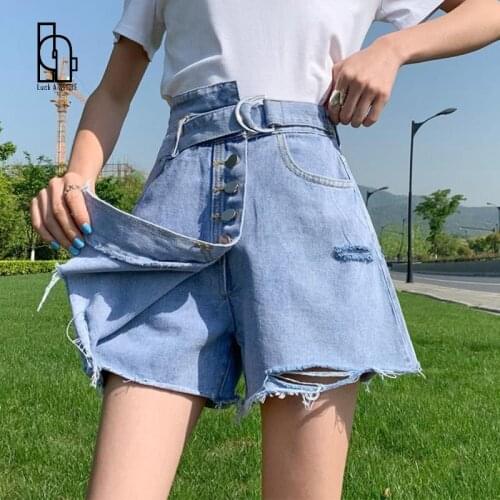 Harajuku Y2k Skirt Shorts Women Summer 2021 High-waisted Korean Fashion Denim Short Shorts Blue Casual Fit Chic Wide Leg Shorts