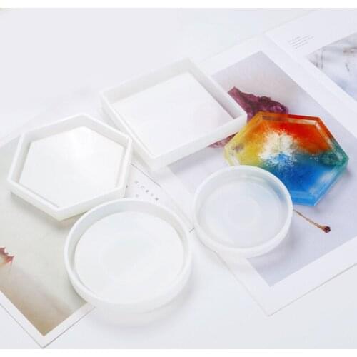 Silicone Mold DIY Cup Mat Pad Handmade Molds Crafts Epoxy Resin Geometric Shape Hexagonal Square Round