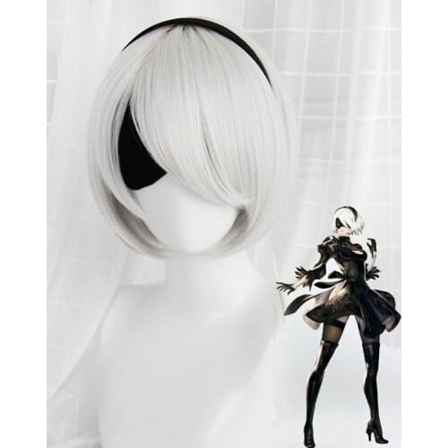 High quality YoRHa No.2 Type B 2BYoRH 2A 9S 2B wig Cosplay Wig NieR:Automata Costume Play Wigs Costumes Hair +Wig Cap