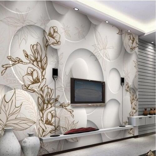 Wellyu Custom large-scale murals retro lines painted magnolia maple leaf living room 3D TV sofa background wall wallpaper