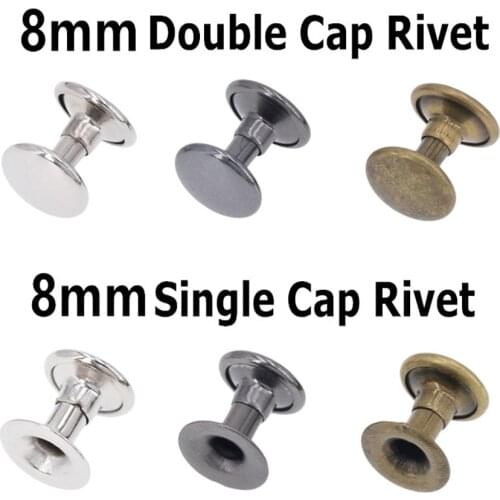 100set 8MM Round Double/Single Cap Rivet Stud Collision Nail Metal Spike Rock Leathercraft Shoe Bag Belt Garment Bracelet