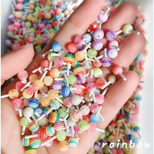 10Pcs/Lot Lollipop Candy Mini Nail Art Decorations Rhinestones 3D Jelly Gummy Bear Nail Charms Cartoon DIY Manicure Accessories