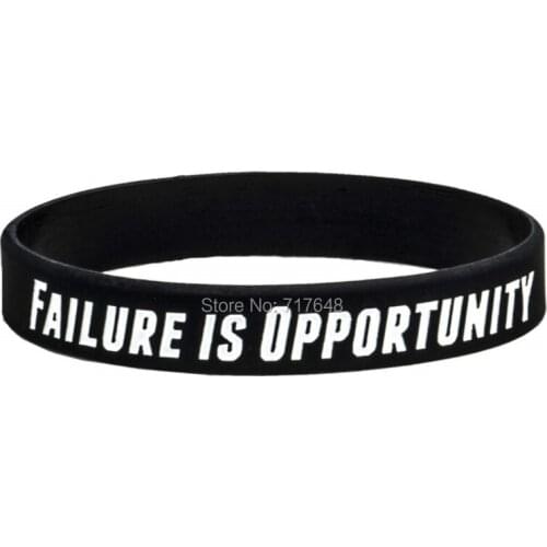 100pcs Inspirational Quote Failure Is Opportunity wristband silicone bracelets free shipping by ePacket A