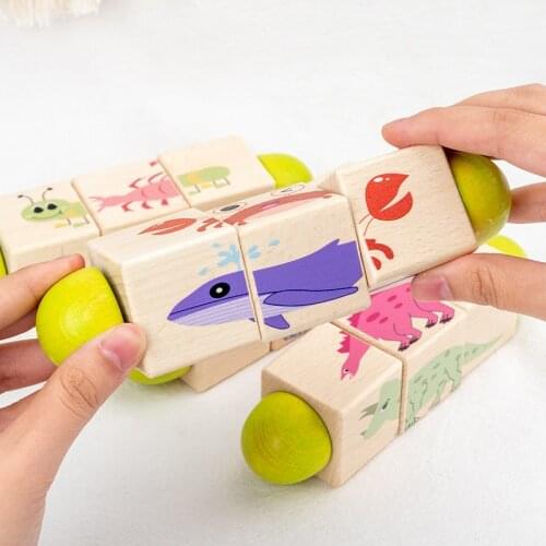 3D Wooden Rotating Puzzle Toddler Baby Educational Toys For Children Kids Matching Game Animal Boys Girls Gifts
