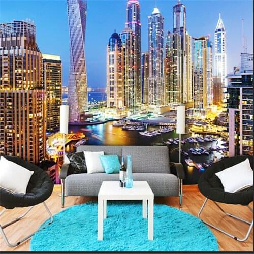 Beibehang Night living room study dining backdrop 3d wallpaper murals TV backdrop of the city papel de parede infantil