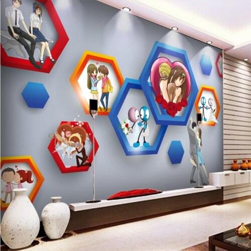 Beibehang 3D stereo lover love TV sofa background wall custom large mural green wallpaper papel de parede para quarto