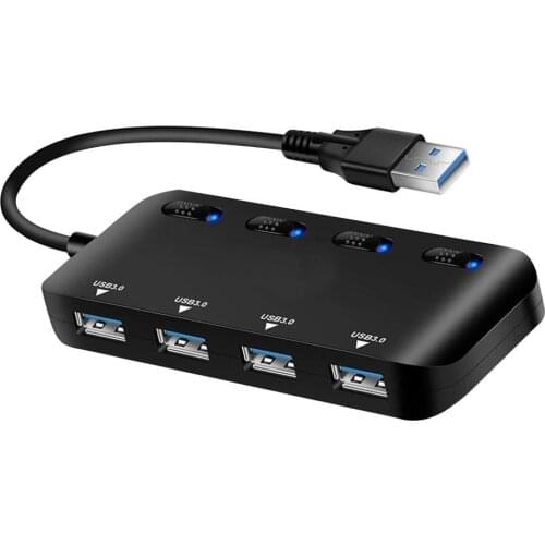 4 IN 1 USB 3.0 Hub Current Protection Data Splitter Expansion Desktop Laptop Adapter with LED Indicator USB 3.0 & Type-C Hub