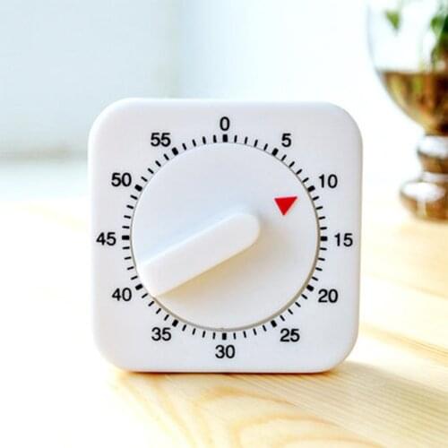 60 Minutes Kitchen Timer Countdown Alarm Reminder White Square Mechanical Timer for Kitchen