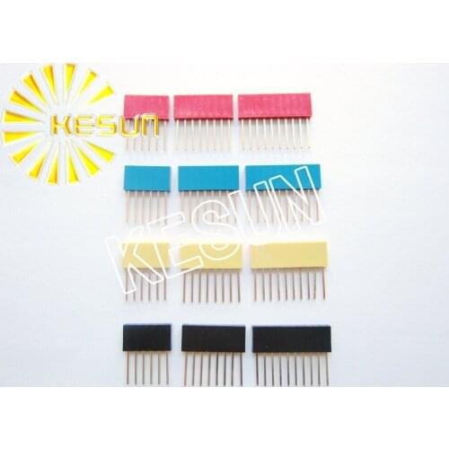 FREE SHIPPING 120PCS/lot 2.54MM 6P + 8P + 10P Red Green Yellow Black 11MM Long Needle Female Pin Header Strip Stackable Header