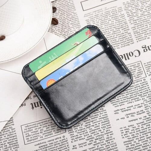 Genuine Leather Credit Cards Case Mini Card Wallets Men Thin Business Bank Cards Holder ID Cards Pack Coin Cash Purse