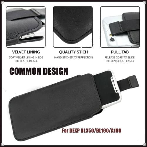 Casteel PU Leather Case For DEXP BL350 BL160 A160 Pull Tab Sleeve Pouch Case Cover