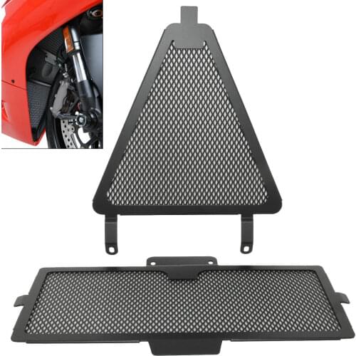 Black Radiator Water Grille & Oil Cooler Cover Guard Protector Set For DUCATI Panigale 899 959 1199 1299 R / S & Panigale V2