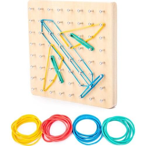Kids Toy Montessori Graphics Rubber Tie Nail Geoboard Board Wooden Toys Preschool Learning Educational Toys Boys Girls Gift
