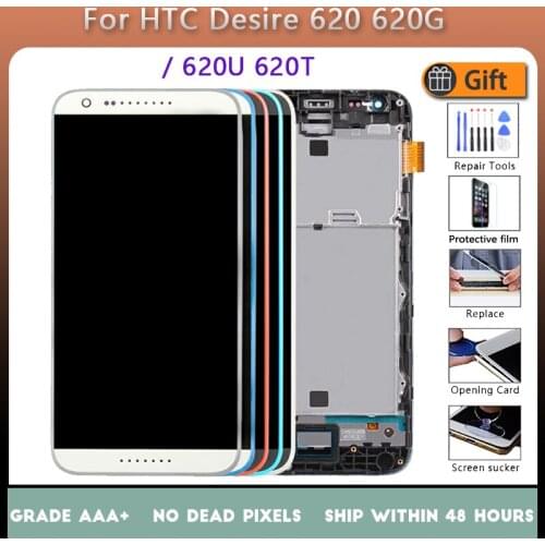 For HTC Desire 620 620U 620T 620G LCD screen assembly with front case touch glass, D620h LCD Display original Black White