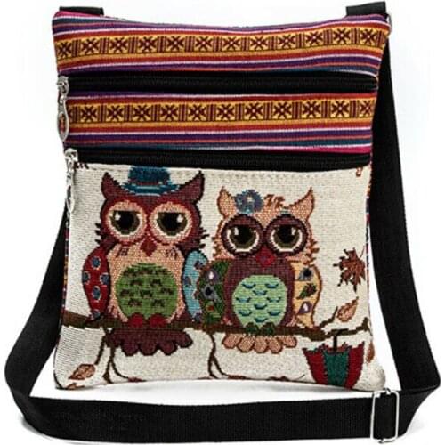 Ew Bird Owl Womens School Satchel Bag Messenger Vintage Shoulder Bag Crossbody