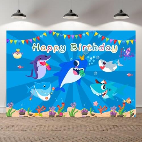Seekpro Underwater Sea Shark Photo Baby Mermaid Birthday Banner Photography Background Photographic Backdrop For Studio Shoot