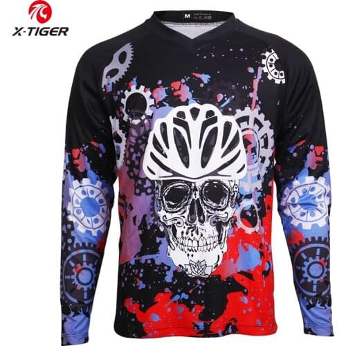 X-Tiger Bike DH Shirt Long Sleeve Downhill Jerseys MTB Bike Shirt Quick-Dry Racing Sports Wear 100% Polyester Cycling Jerseys