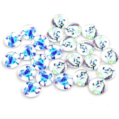 Hot Sale 50pcs 8mm 10mm Horse Handmade Glass Cabochons Pattern Domed Jewelry Accessories Supplies