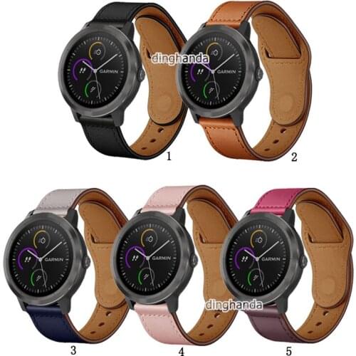 Quality Leather Watch Band Strap for Garmin Vivoactive 3 trainer music Strap for Forerunner 245 645 Venu SQ strap 20mm 22mm