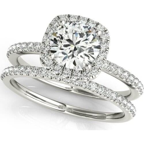 1 Carat Ring Set 925 Sterling Silver Wedding Bands Round Cut Sona Engagement Wedding Rings