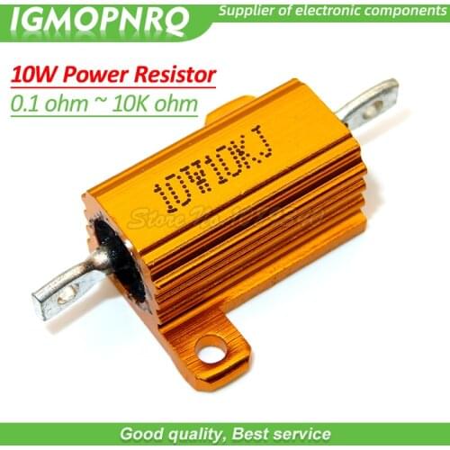 2pcs 10W Aluminum Power Metal Shell Case Wirewound Resistor 0.1 ~ 10K 0.5 1 2 3 5 6 8 10 20 100 150 200 300 500 1K 5K 10K ohm