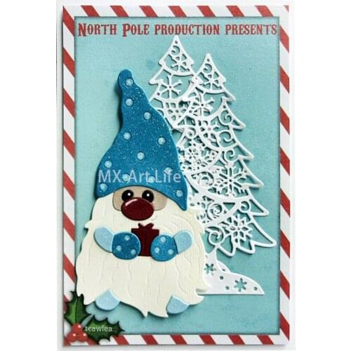 Gift Box Dwarf Santa Metal Cutting Dies Christmas Human Stencil for DIY Scrapbooking Cards Decorative