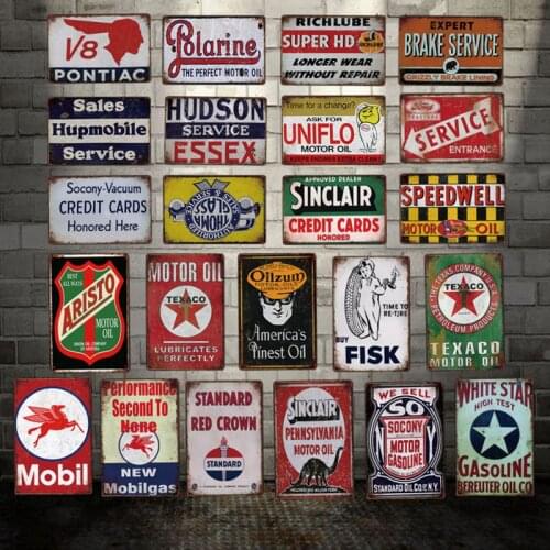 [ DecorMan ] TEXACO APISTO Oilzum MOBIL Metal SIGN Custom wholesale Iron Paintings Bar PUB Decor LT-1856