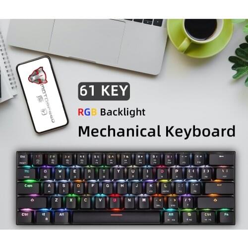 Motospeed CK61 61 Keys Mechanical Keyboard ABS Keycaps Hot Swap RGB Backlit Wired Gaming Keyboard For Desktop Russian Hebrew