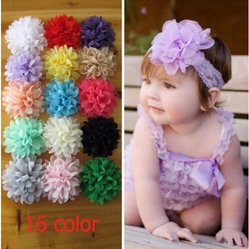 Nishine 15pcs/lot 4" Soft Chiffon Flowers Flatback Flet Flower for Apparel Hair Accessories Fabric Flowers for Diy Headbands
