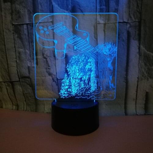 New Guitar 3d Table Lamp Bedside Acrylique Usb Desk Lamp For Living Room Remote Touch switch 7 color change Lighting