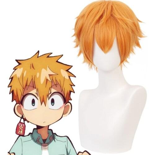 Minamoto Kou Wig Jibaku Shounen Hanako-kun Toilet-bound Hanako-kun Cosplay Halloween Party Prop Synthetic Gold Short Hair