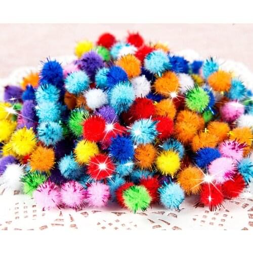 10/15/20/25/30mm Glitter Pompom Fluffy Plush Craft DIY Pom poms Ball Fur Christmas Decoration Kids Toys Dolls Accessories 100pcs