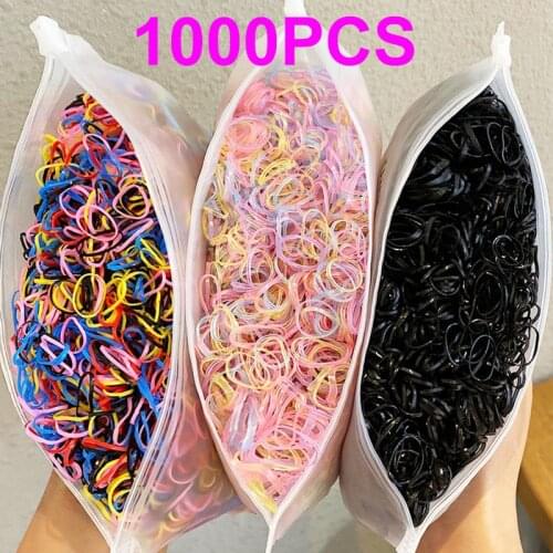 1000pcs Girls Nylon Rubber Band Elastic Hair Bands Headband Children Ponytail Holder Bands Kids Hair Accessories Gift Ornaments