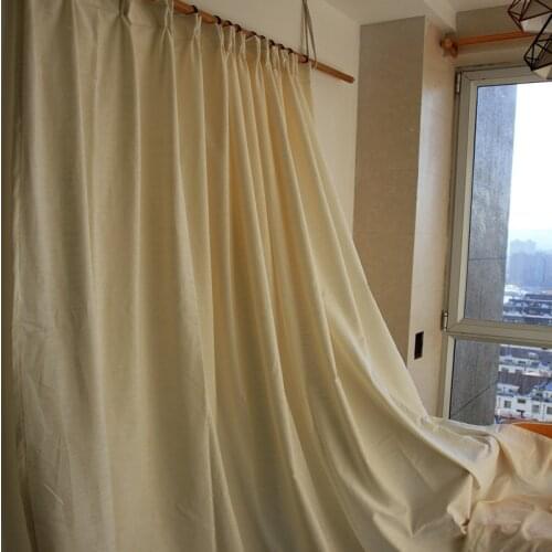 Cotton Linen Blackout Curtains Solid Color White Cortinas Semi-blackout Window Treatment Cortinas for Living Room Bedroom Villa