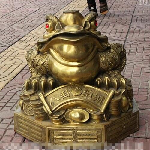 Shun77+++18 Chinese FengShui Copper Brass Golden Toad Hoptoad Wealth Coin Yuan Bao Statue